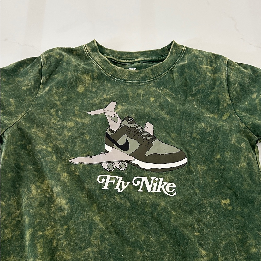 Nike Kids Olive Tie-Dye Graphic Tee